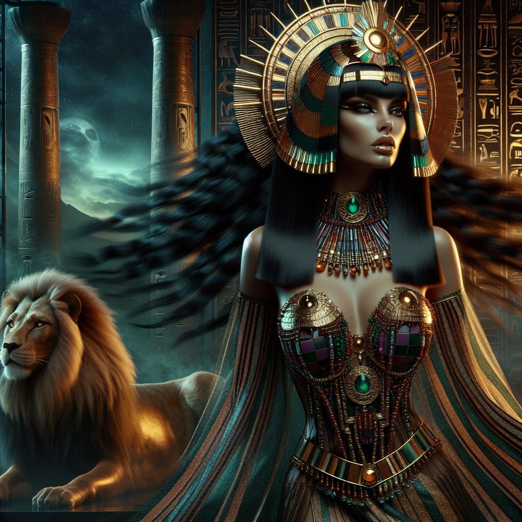 Egyptian Goddess of Fertility and Strength in Dark Fantasy S...