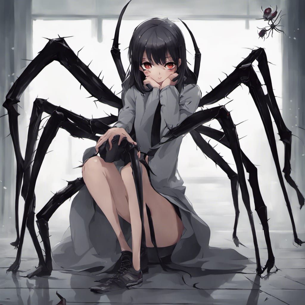 Anime Girl with Spider Features in Manga Style