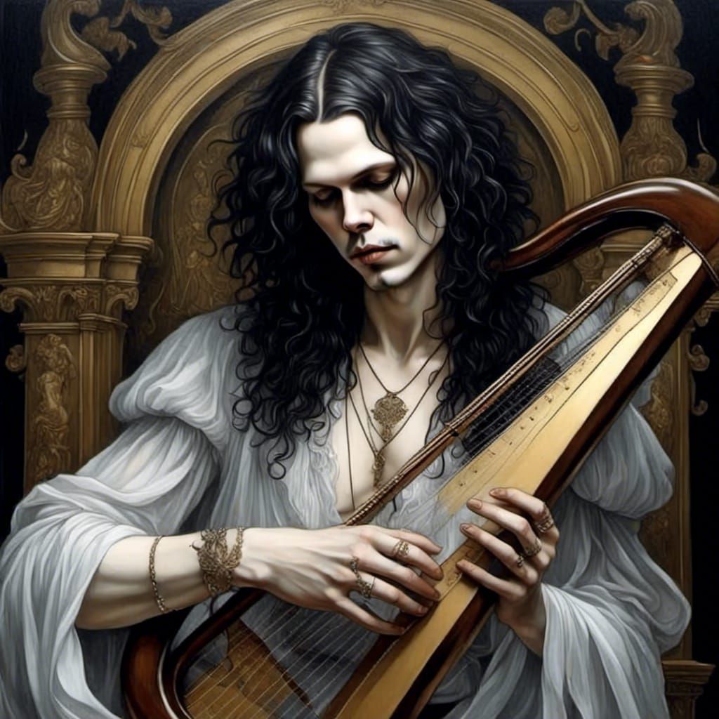 Angel of Music Playing Harp