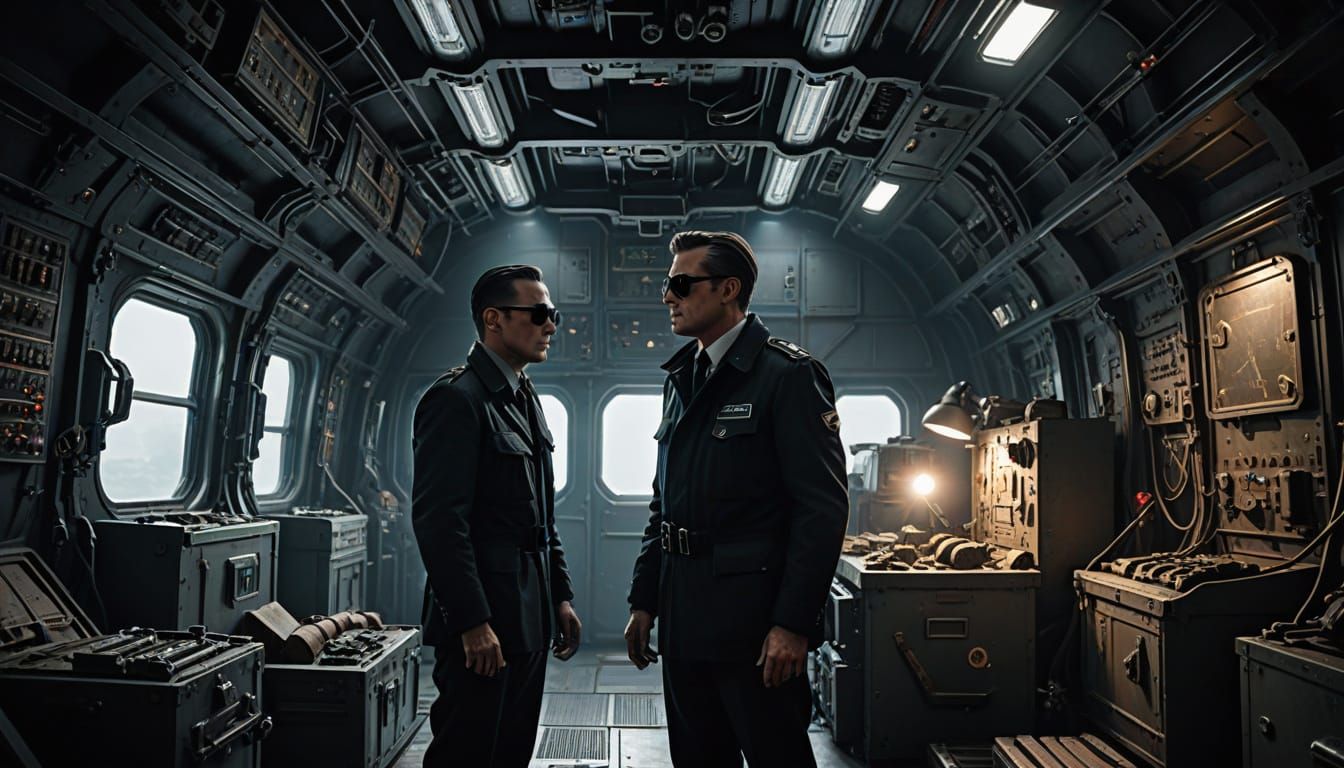 Men in Black Agent on WWII Bomber, Sci-Fi Fusion