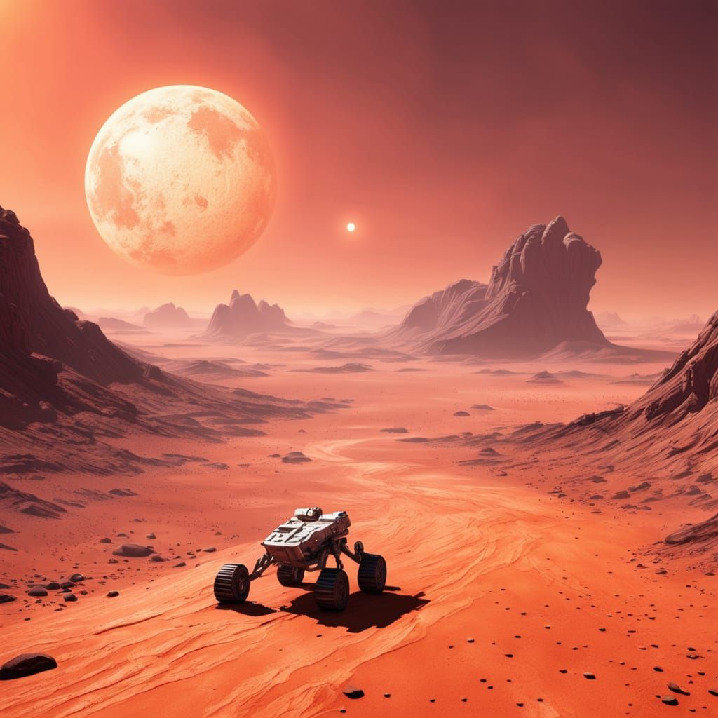Mars Exploration Rover in Desolate Martian Landscape