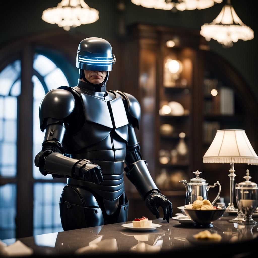 Robocop as English Butler in Uniform