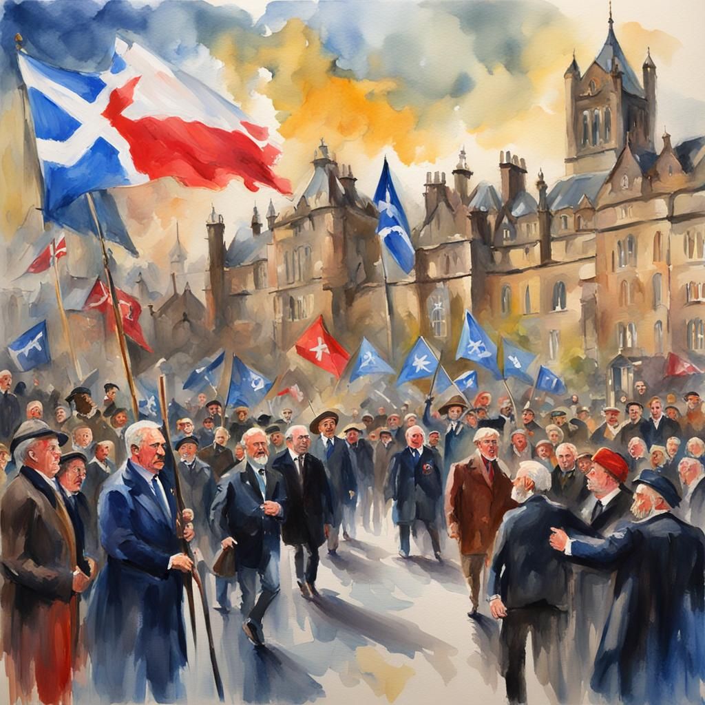 Scottish Politics in Gouache Style