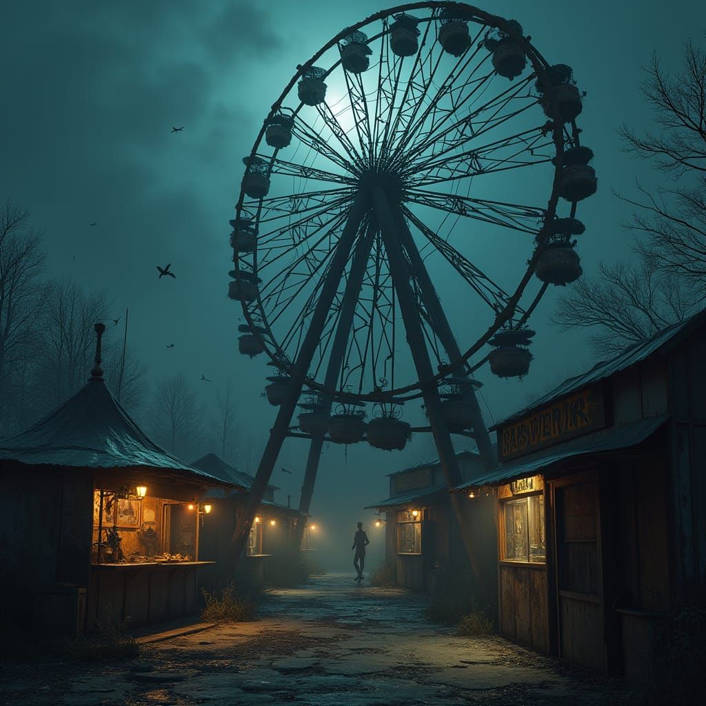 Sinister Carnival Villa at Night