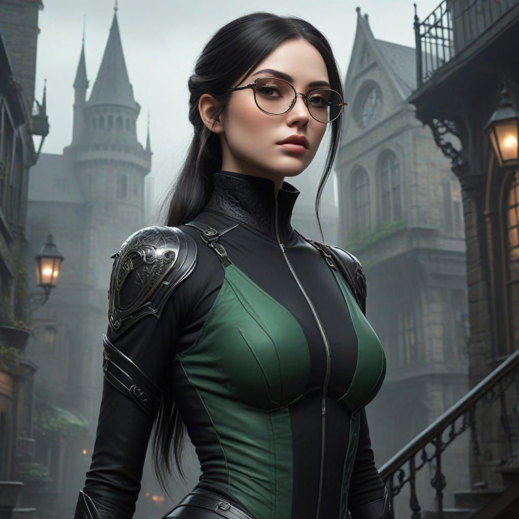 Cyberpunk Goddess in Hogwarts Attire