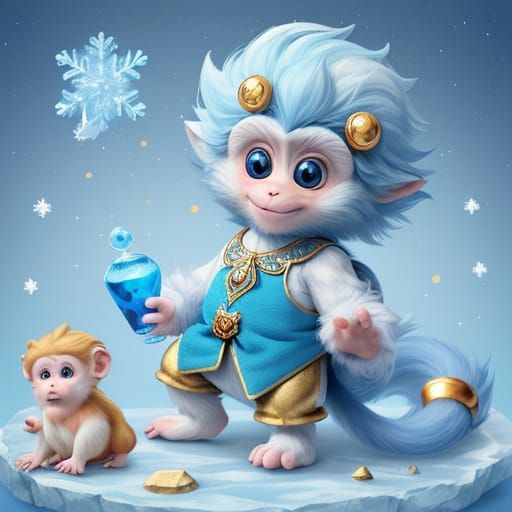 Frostonkey: A Pale-Blue Macaque Pokémon