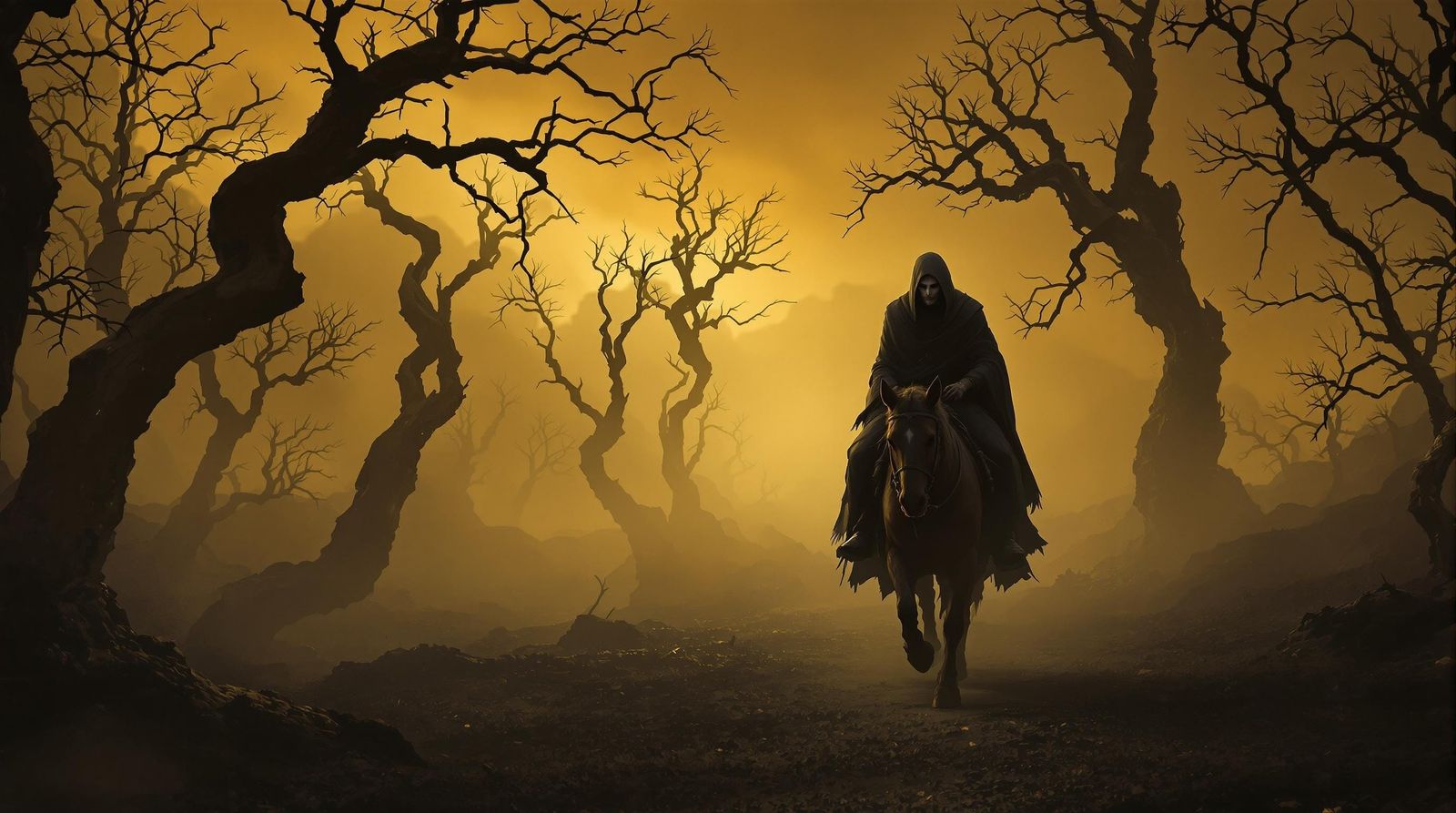 Post-Apocalyptic Horseman Under Cinematic Desert Skies