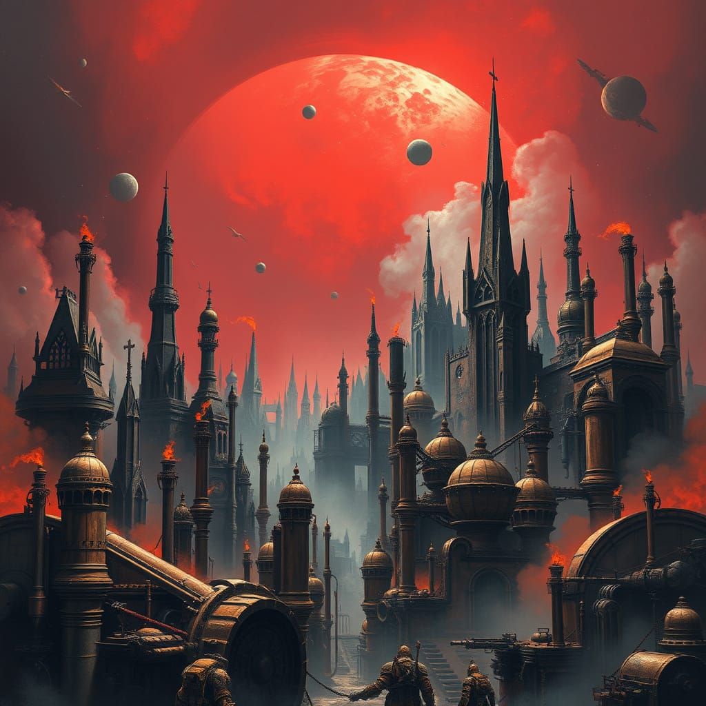 Cyber Gothic Planet Hexium Minora in Crimson Haze