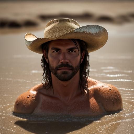 Cowboy Sinking in Quicksand: Professional Photography