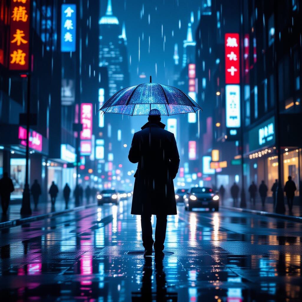 Cyberpunk Noir: Midnight Metropolis Street Scene