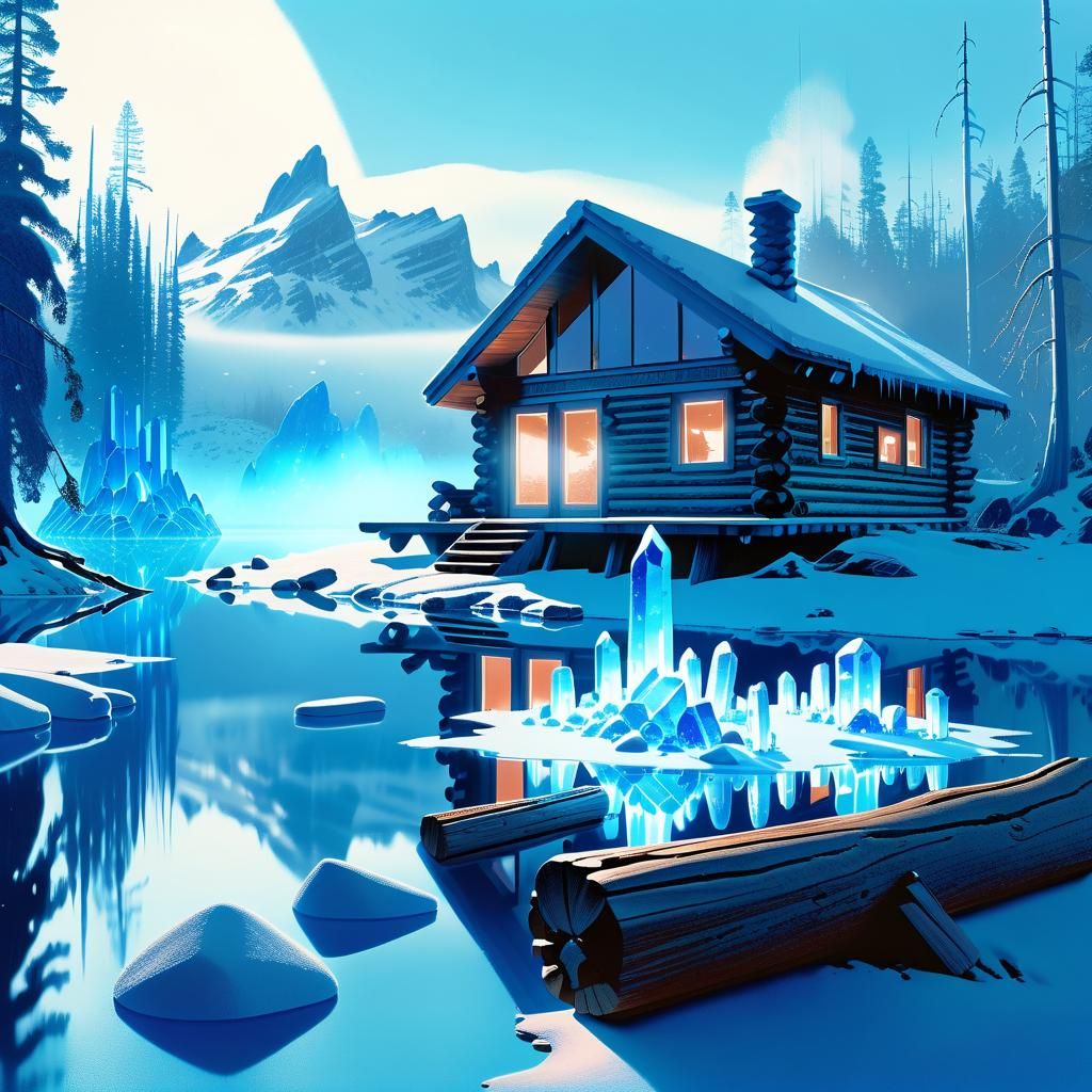 Lakeside crystal tundra cabin