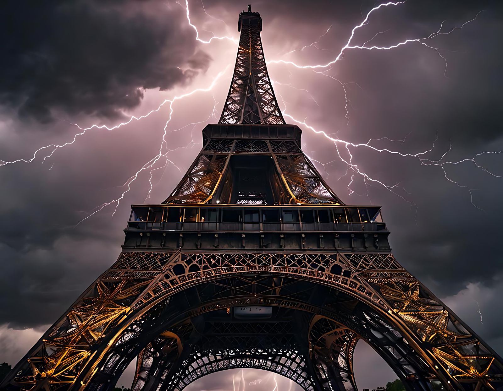 Eiffel Tower Lightning Strike: Cinematic Photography