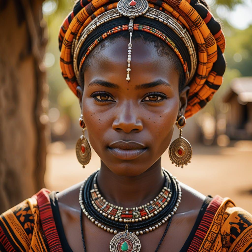 African Tribal Princess in Traditional Regalia