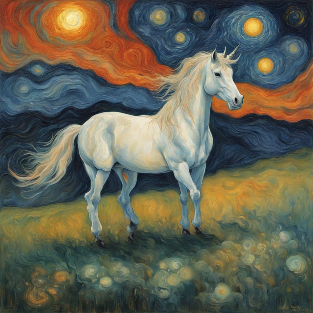 Ethereal Unicorn Amidst Celestial Dreamscape