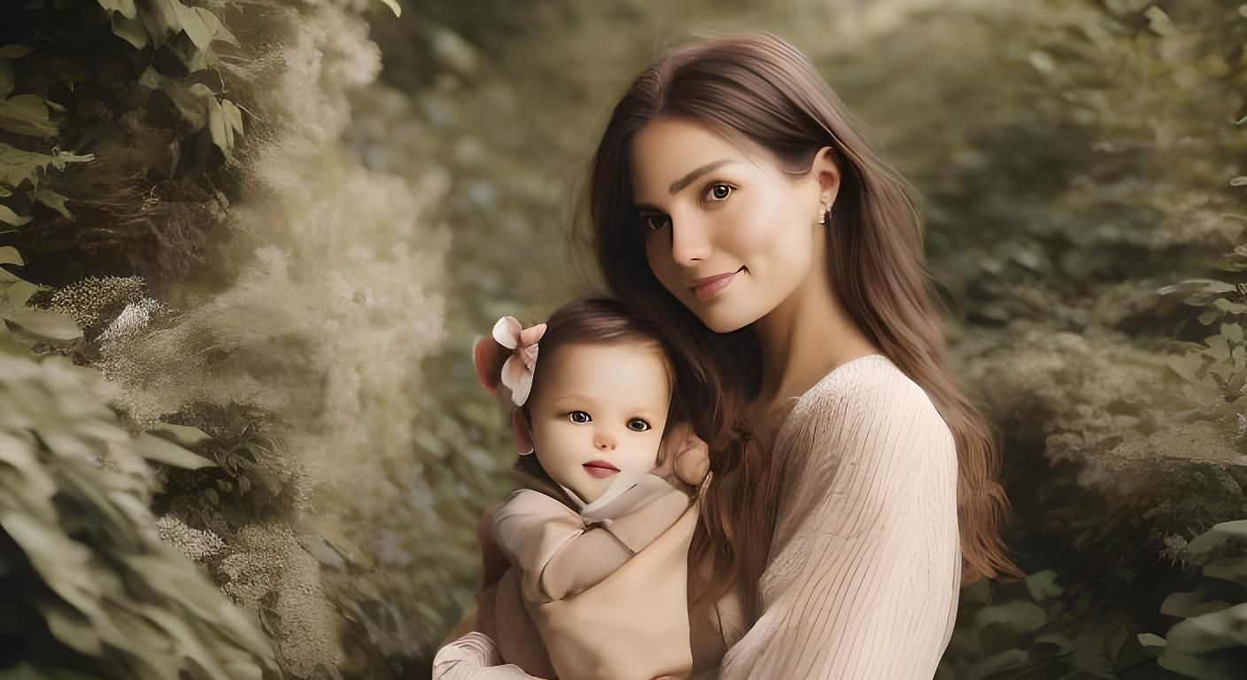 Radiant Mother and Baby Portrait in High Resolution