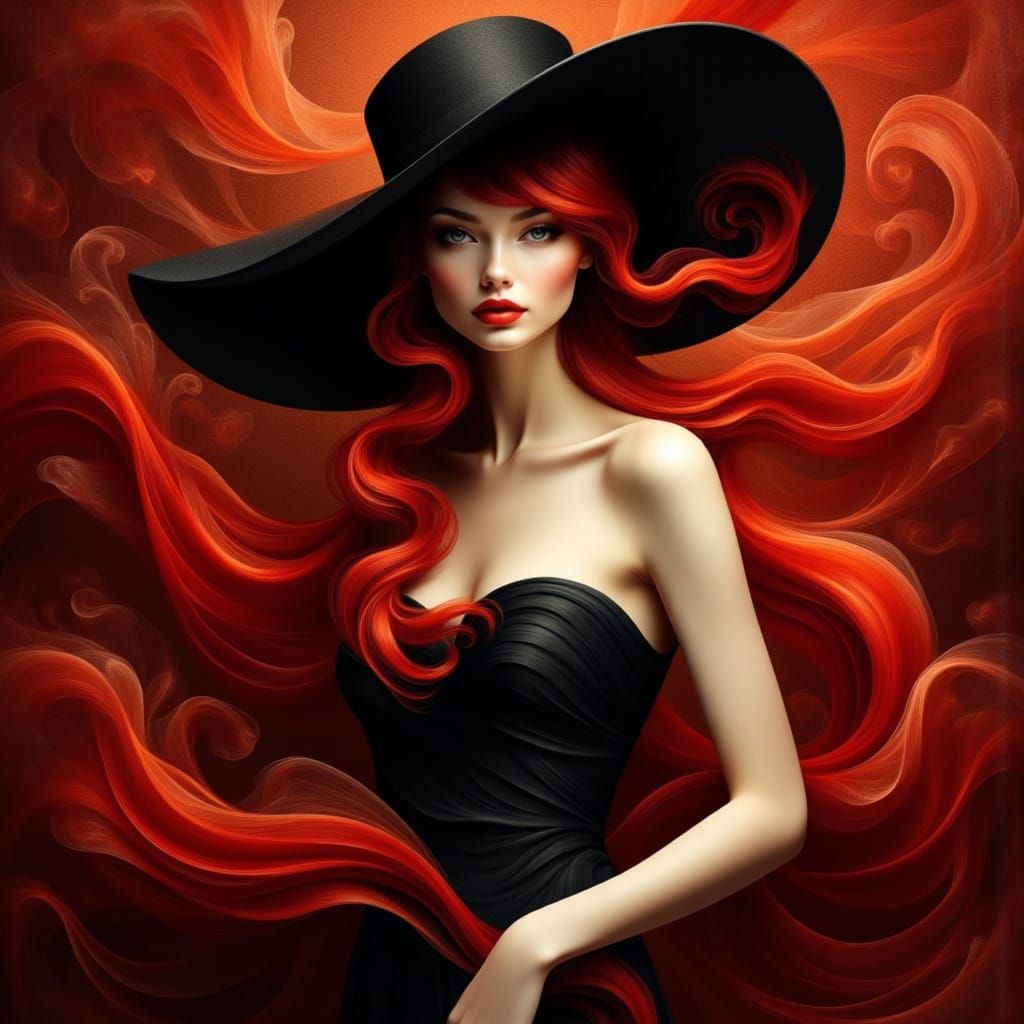 Ethereal Beauty in Crimson and Silk