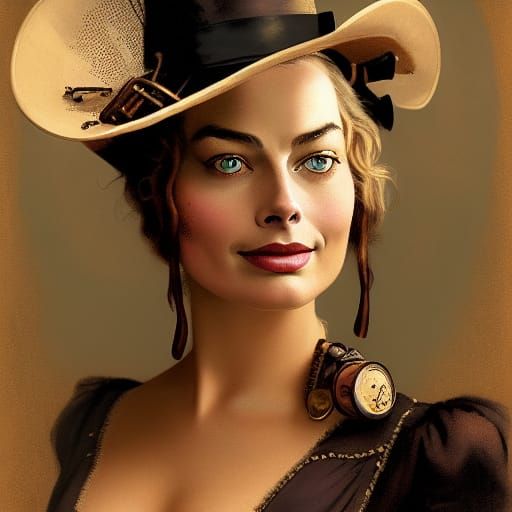 Steampunk Time Traveler Portrait in Digital Art Style