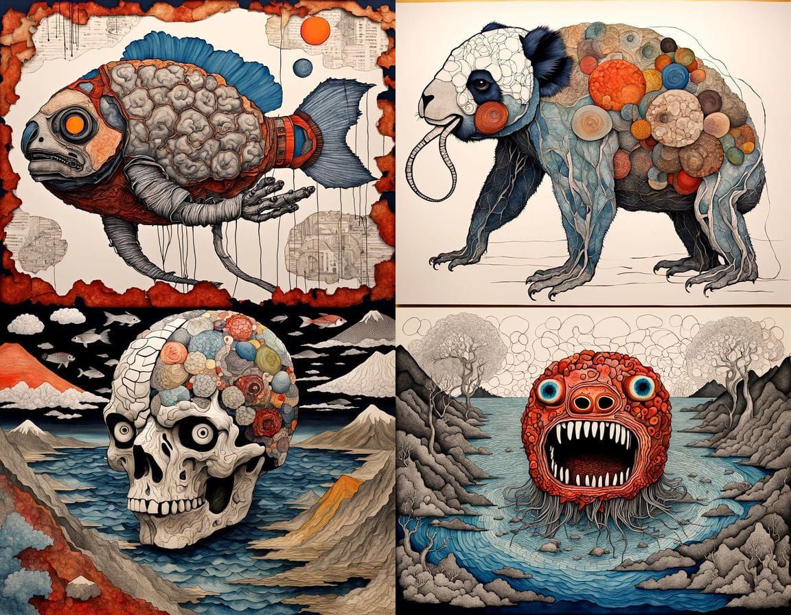 Surreal Mutant Organism in Japanese Art Style