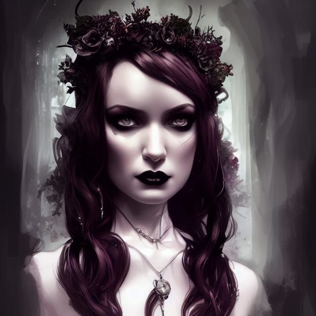 Gothic Bride Portrait in Hyperdetailed Digital Art