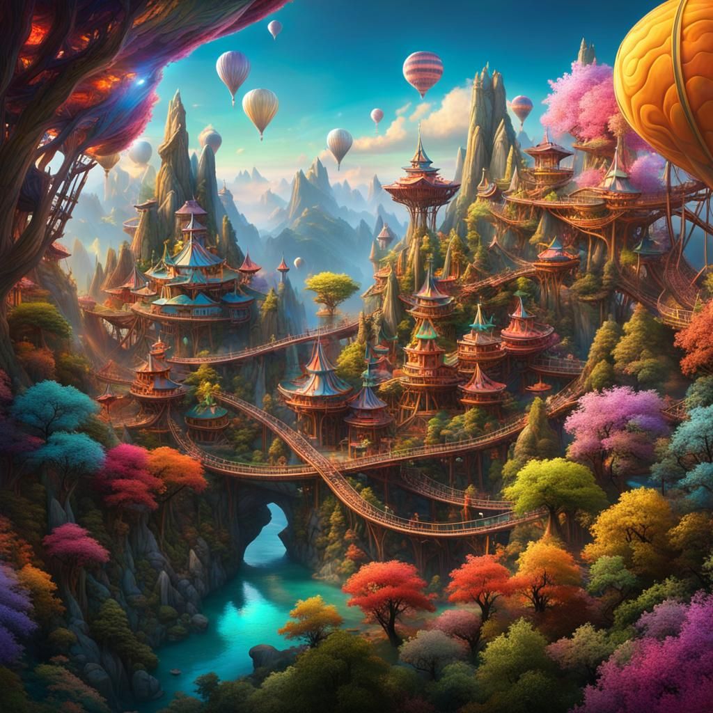 Mystical Theme Park on Floating Mountain