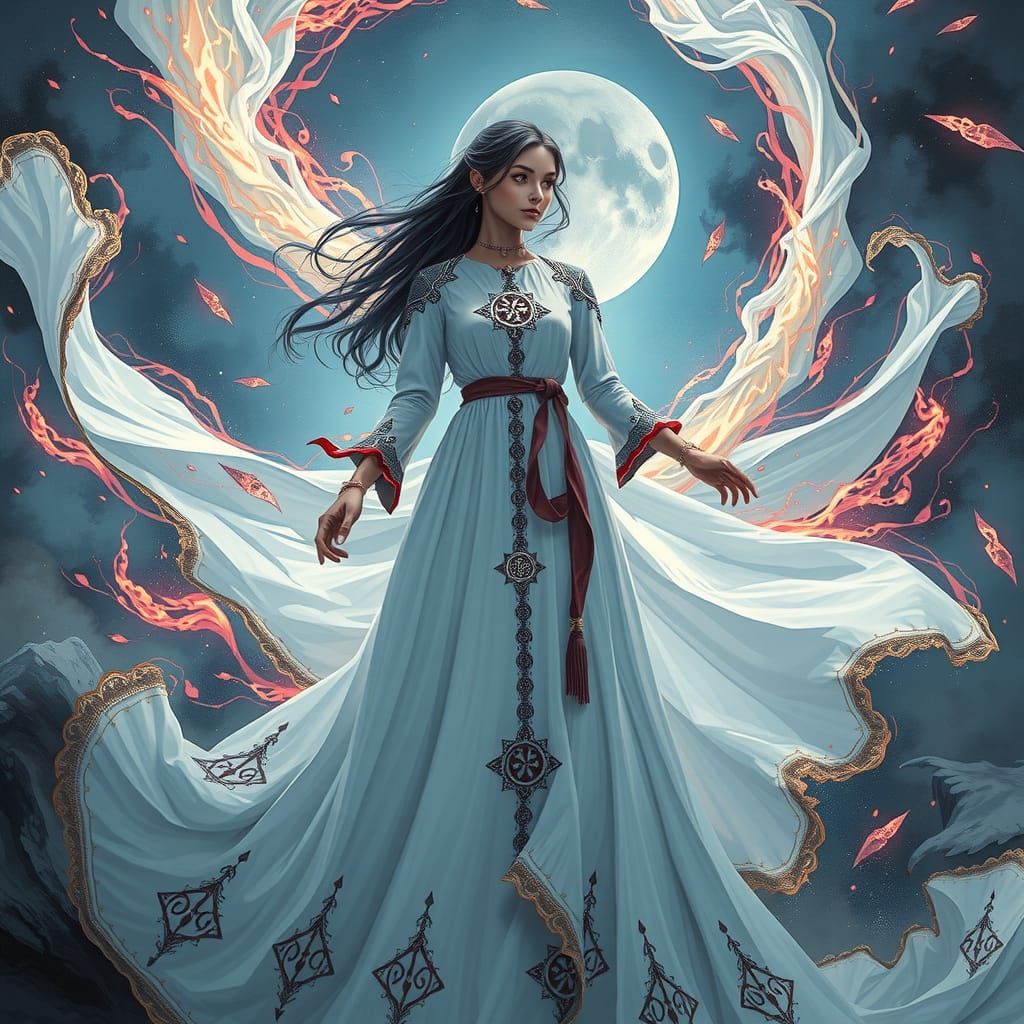 Mythpunk Daughter of the Wind in Ancient Sith-Inspired White...