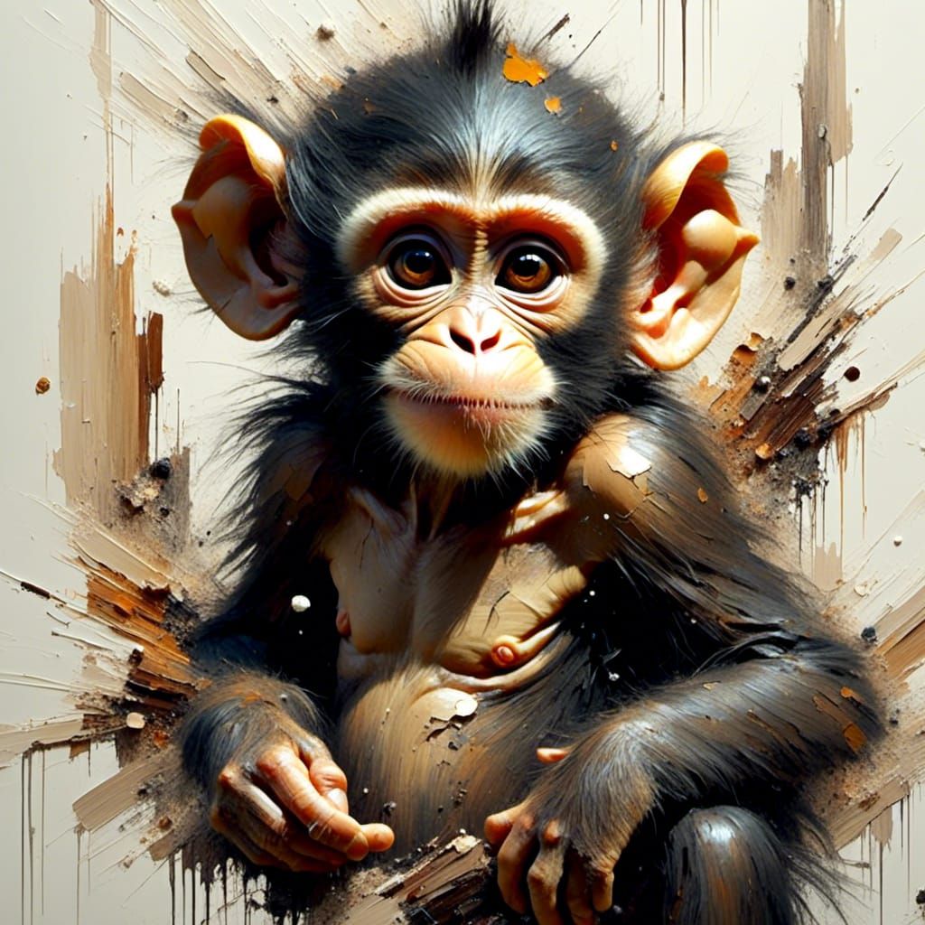 Detailed Baby Monkey in Speedpaint Style