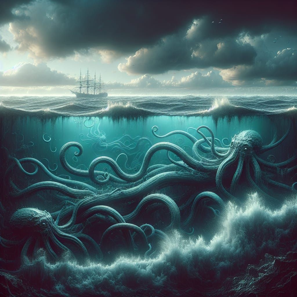 in the depths of the ocean