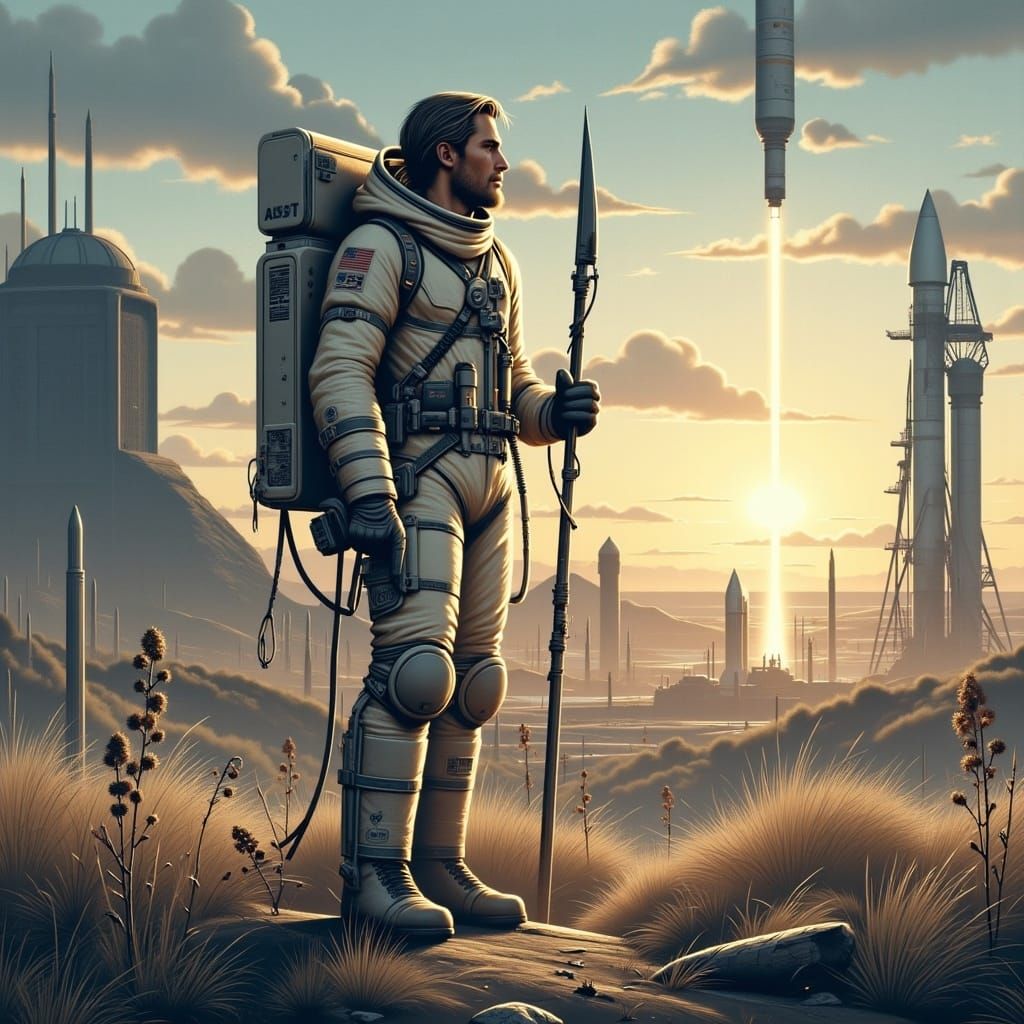 Astronaut Awaiting Launch in Modern Style