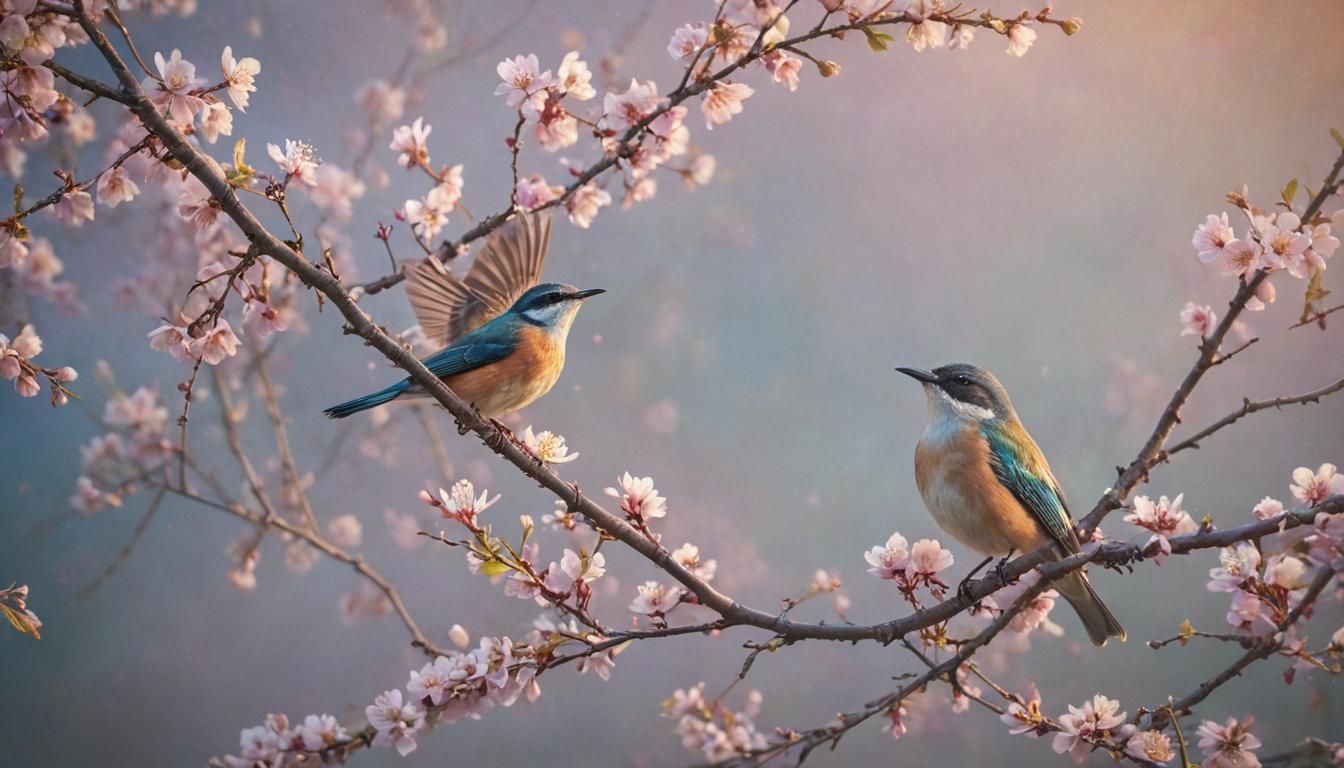 Ethereal Bird in Twilight Fantasy Landscape