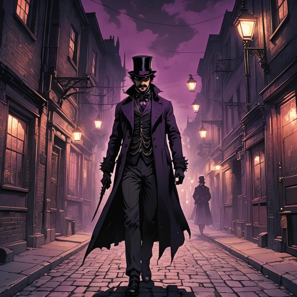 Jack the Ripper and Poe in Surreal Manga Style