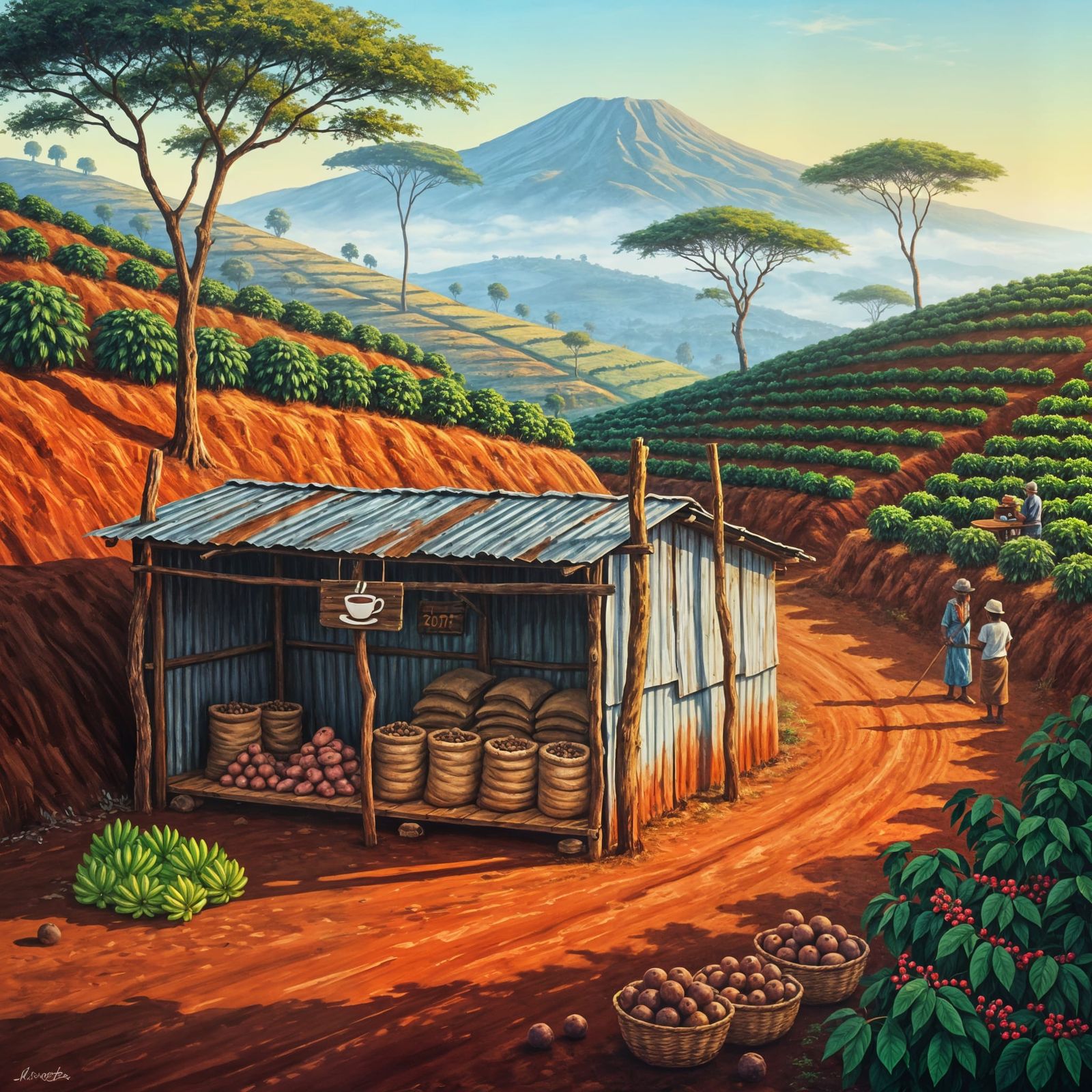 African Coffee Farmstand in Kenyan Highlands