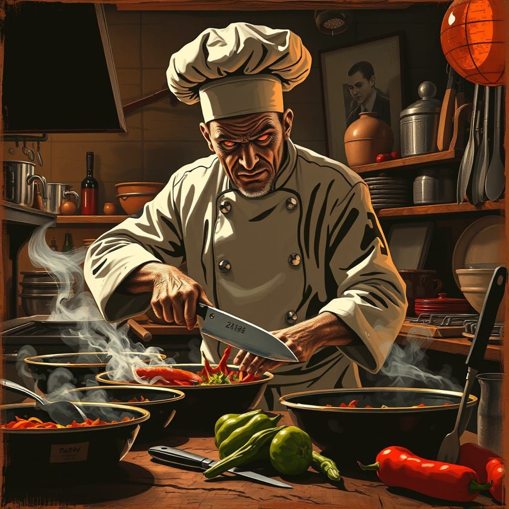 Surreal Chef Teaches Dark Cooking Class in Biomechanical Kit...