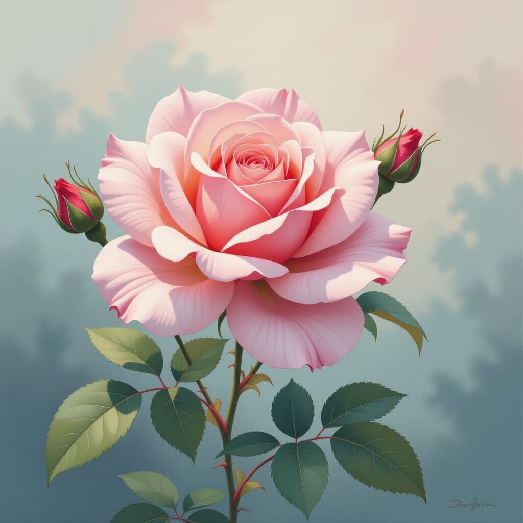 Timeless Rose Gouache Painting: Enduring Seasons