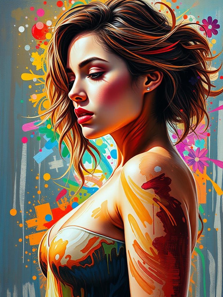 Sensual Woman in Wax Crayon, Hyperrealistic Art