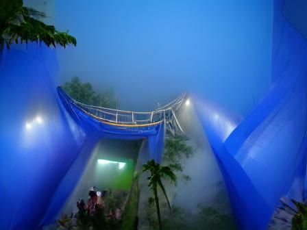 Abstract Blue Design with Flowing Shapes