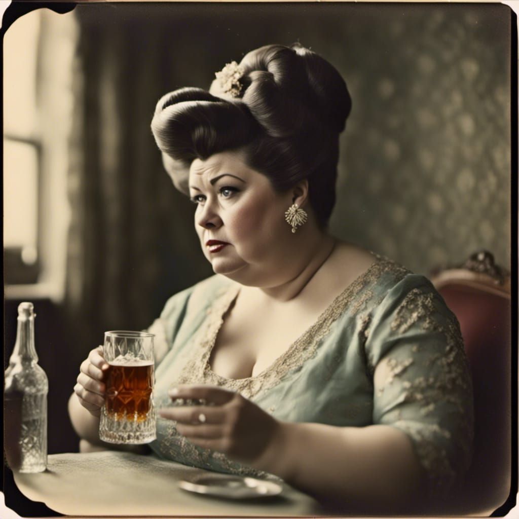 Vintage 60s Photo of Eurasian Woman with Drink