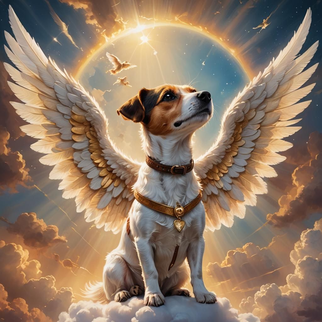 Jack Russell Terrier Angel in Oil Painting Style