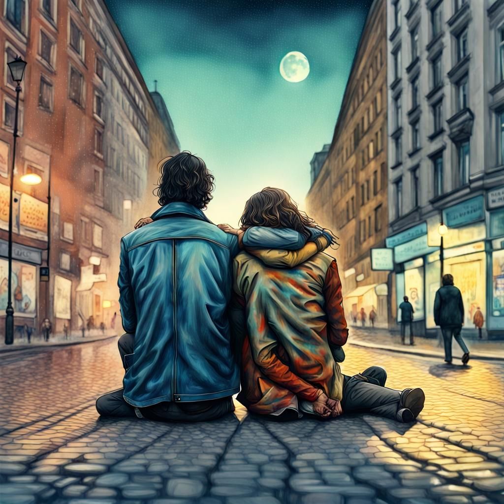 Homeless Couple in Berlin: A Surreal Double Exposure