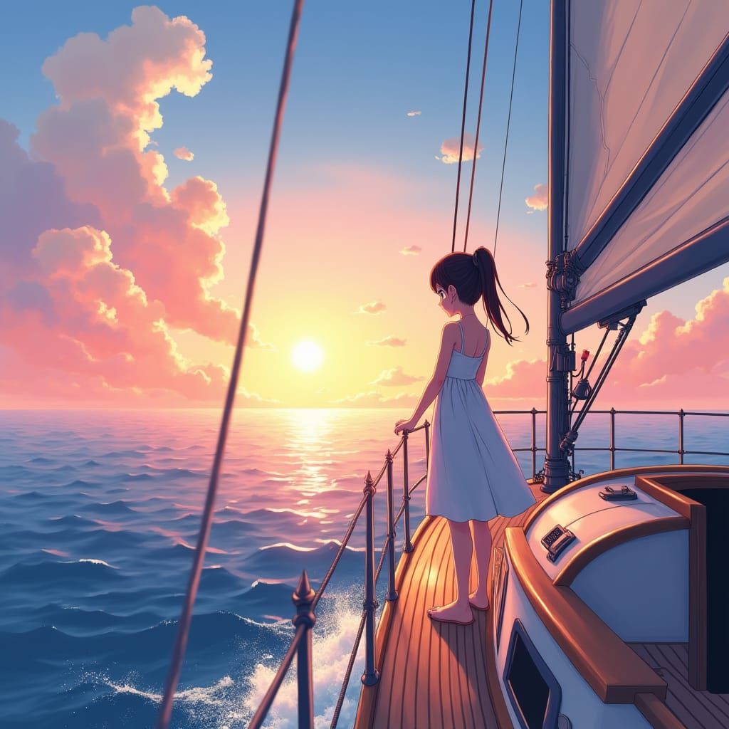 Sunset Sailing: Anime-Inspired Dreamscape