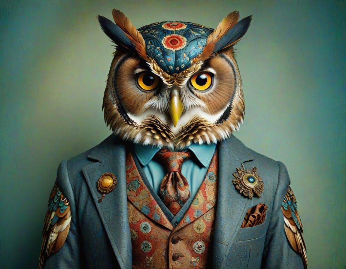 Stylish Owl Ponders LinkedIn Profile Photo