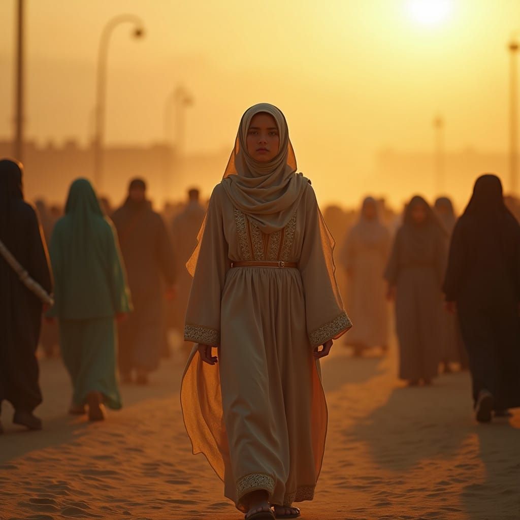 Young Shi'a Muslim Woman Walks Among Millions in Arbaeen Pro...