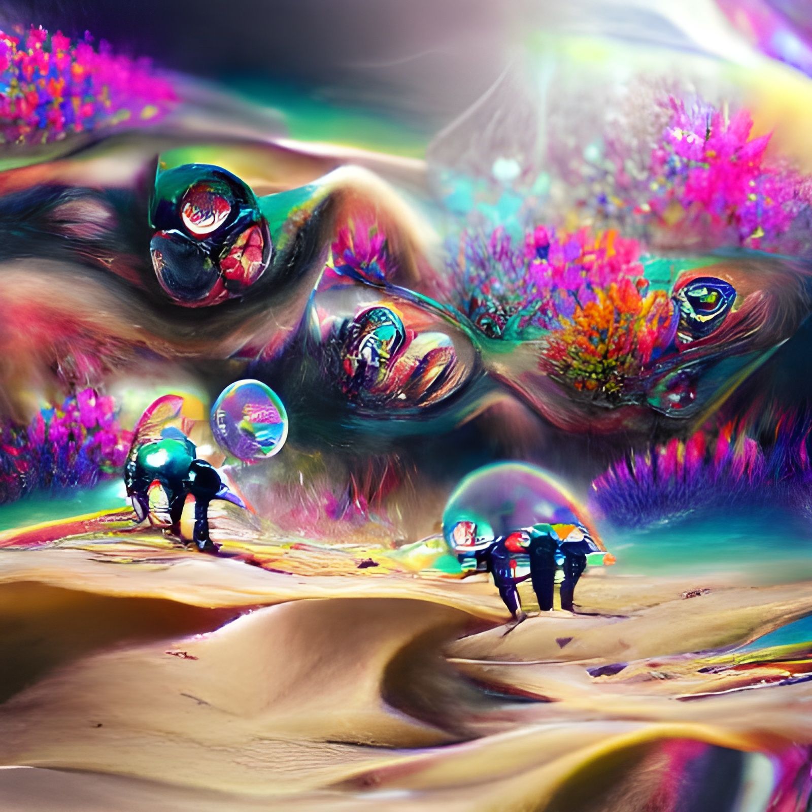 Astral Oasis Bandits in Mixed Media Style