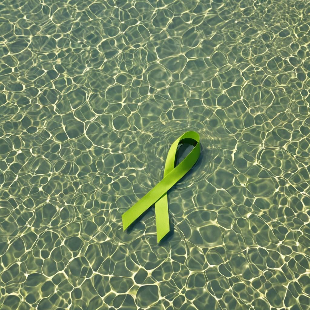 Lime Green Cancer Ribbon in Water