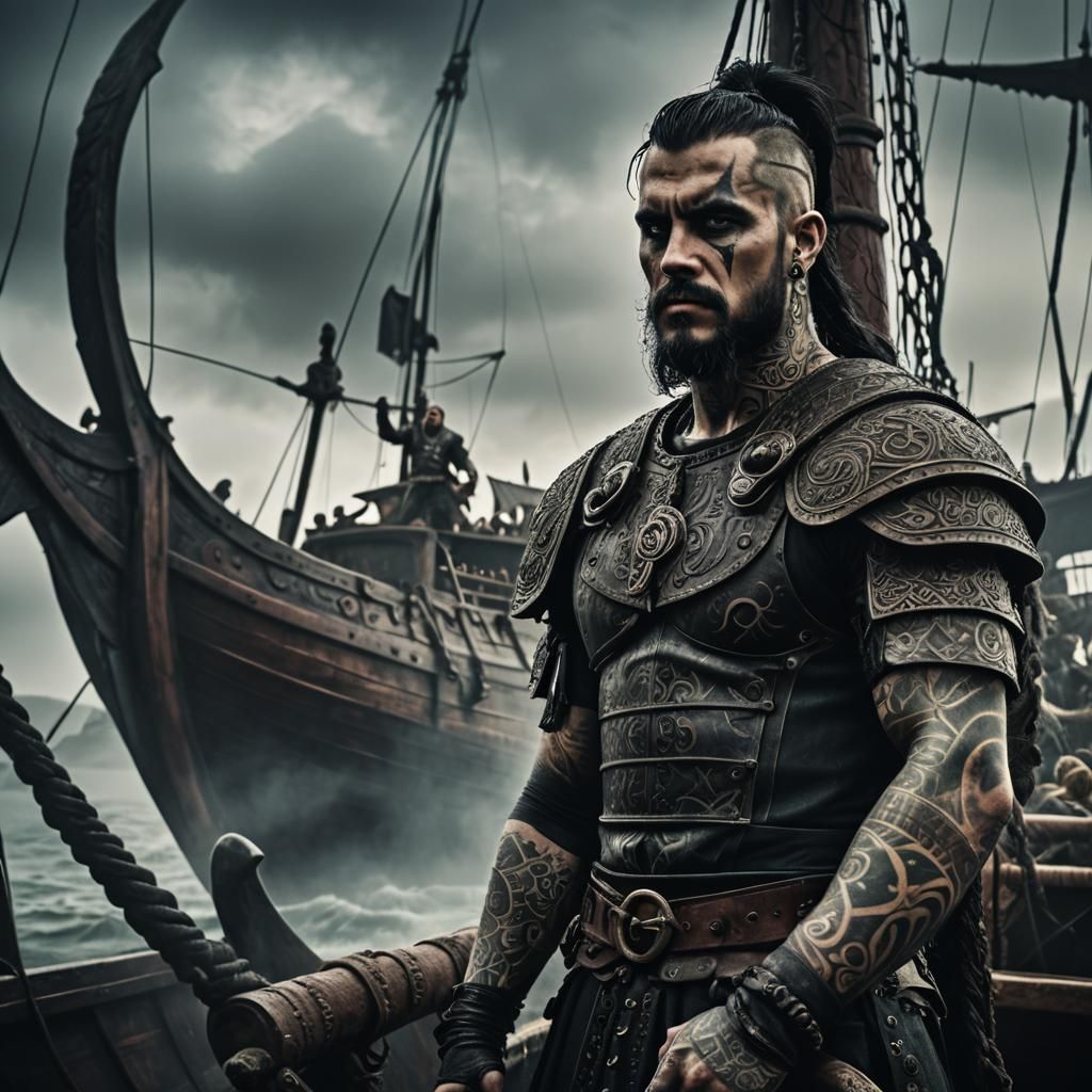 Gothic Viking Warrior on Ship, Cinematic Lighting