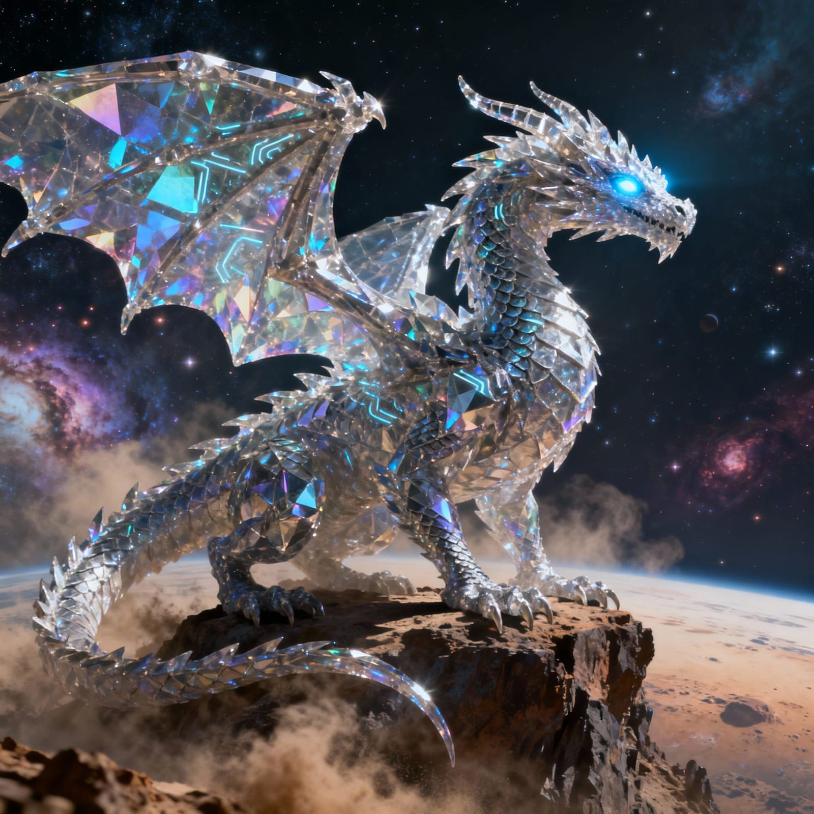 Crystalline Alien Dragon on Exoplanet