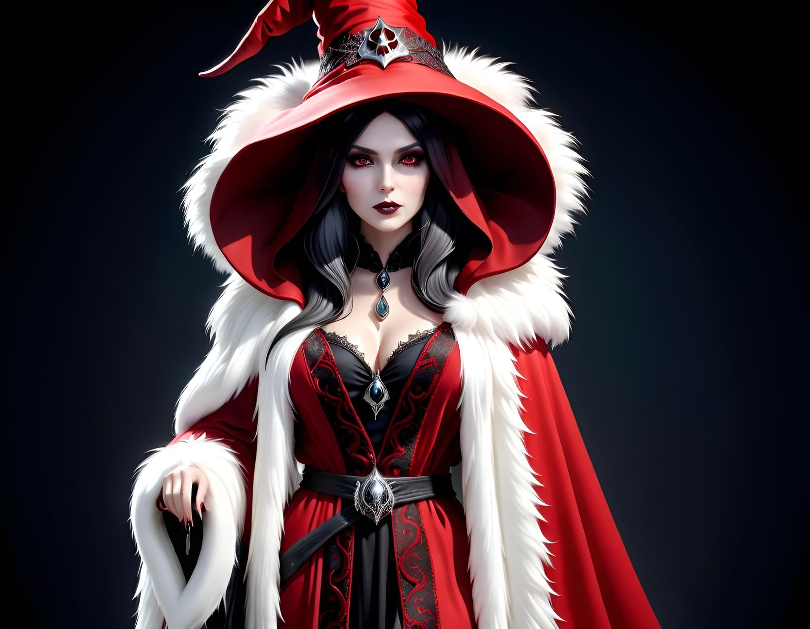 Stunning Grim Reaper Witch in Fur Robes
