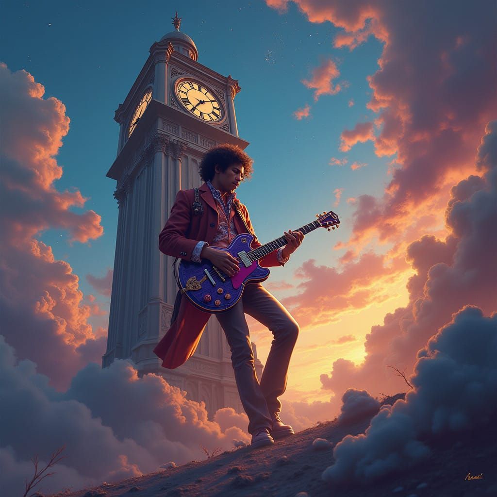 Jimi Hendrix Emerges from Mystical Clocktower with Enchanted...