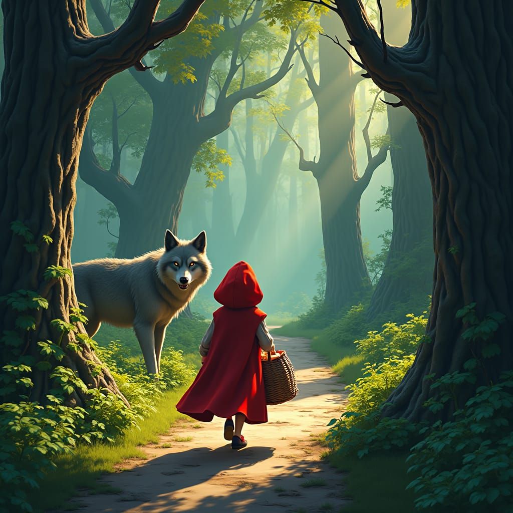 Little Red Riding Hood in a Dark Forest
