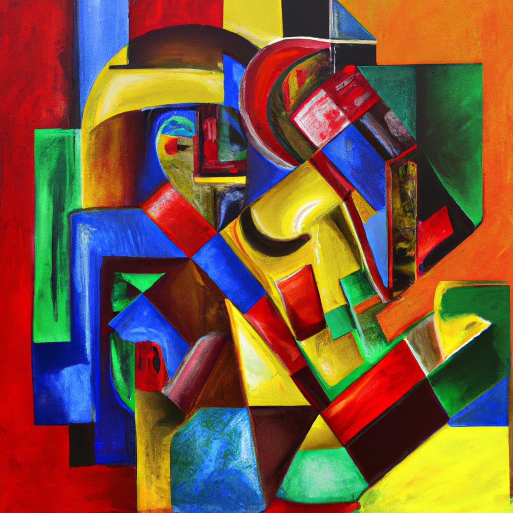 Abstract Cubist Artwork Exploring Human Emotion