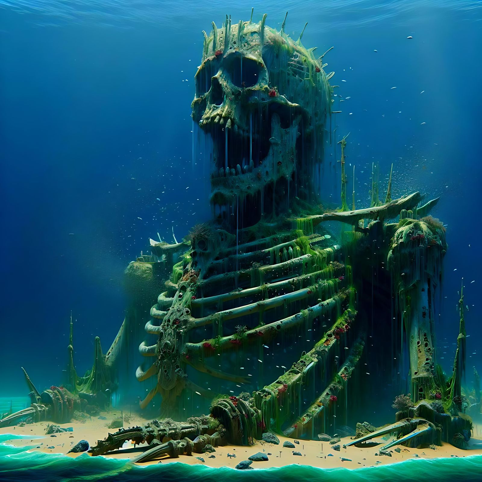 Ocean Giant Skeleton Concept Art in 8K Resolution